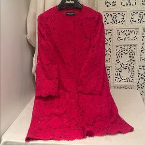Dolce & Gabbana Vibrant Red Lace Jacket dress